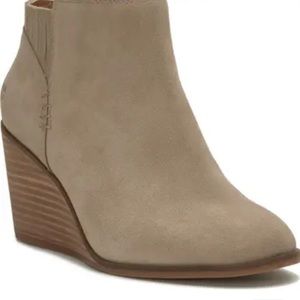 Lucky brand Zorla suede/leather wedge bootie